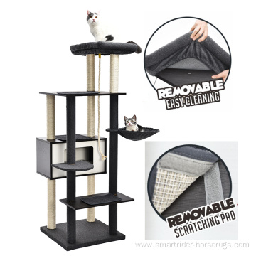 Modern Large Wooden Cat Tower With Scratching Posts